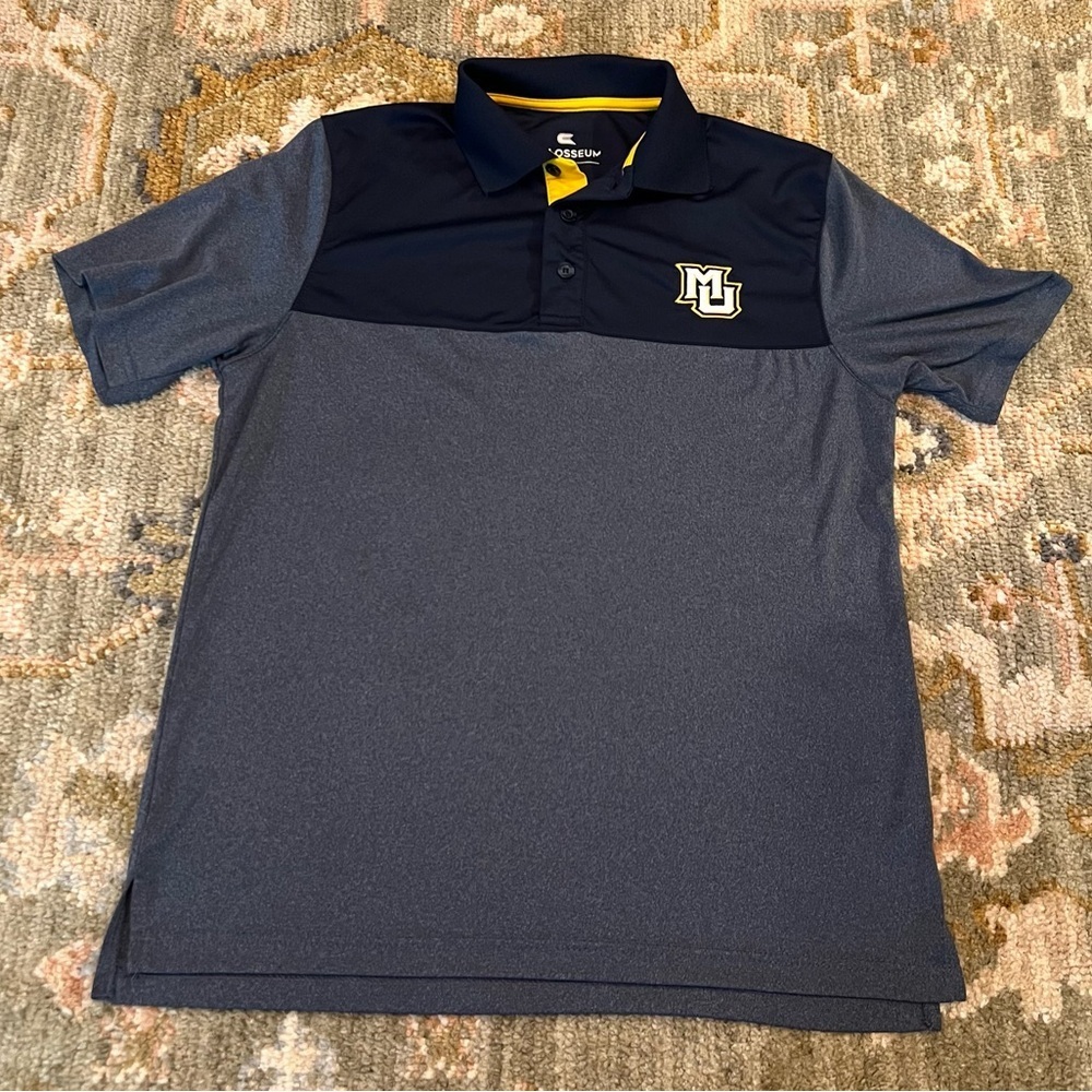 Marquette Golden Eagles Colosseum Polo Shirt Men’s Size Small Color Navy/Grey